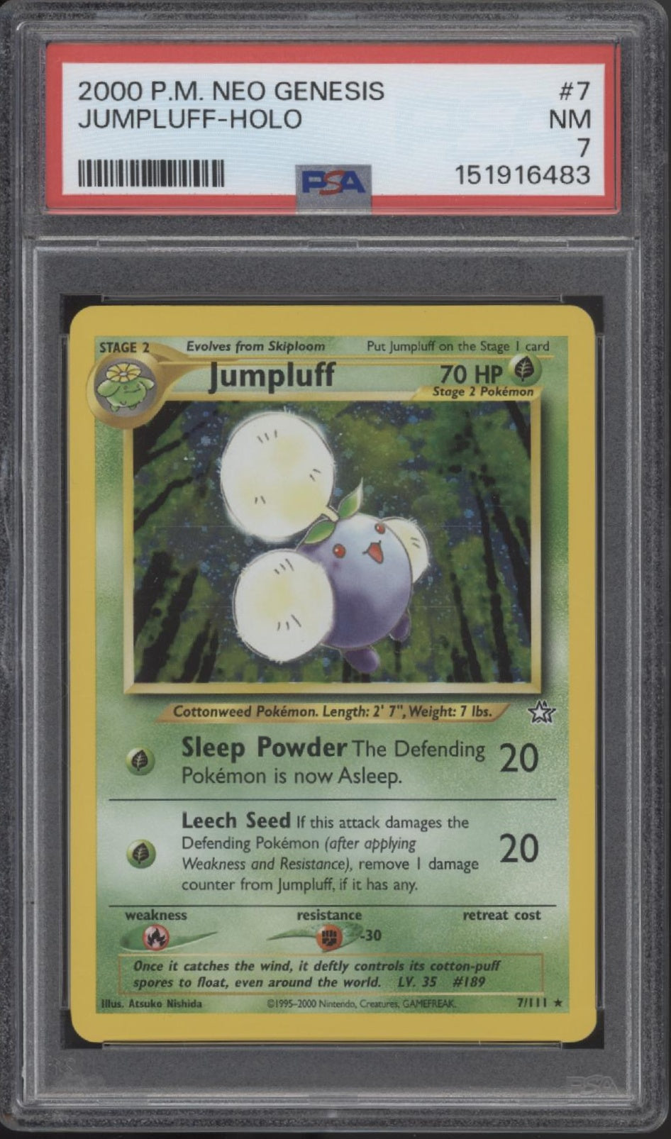 Jumpluff Pokemon Neo Genesis Holo #7 PSA 7