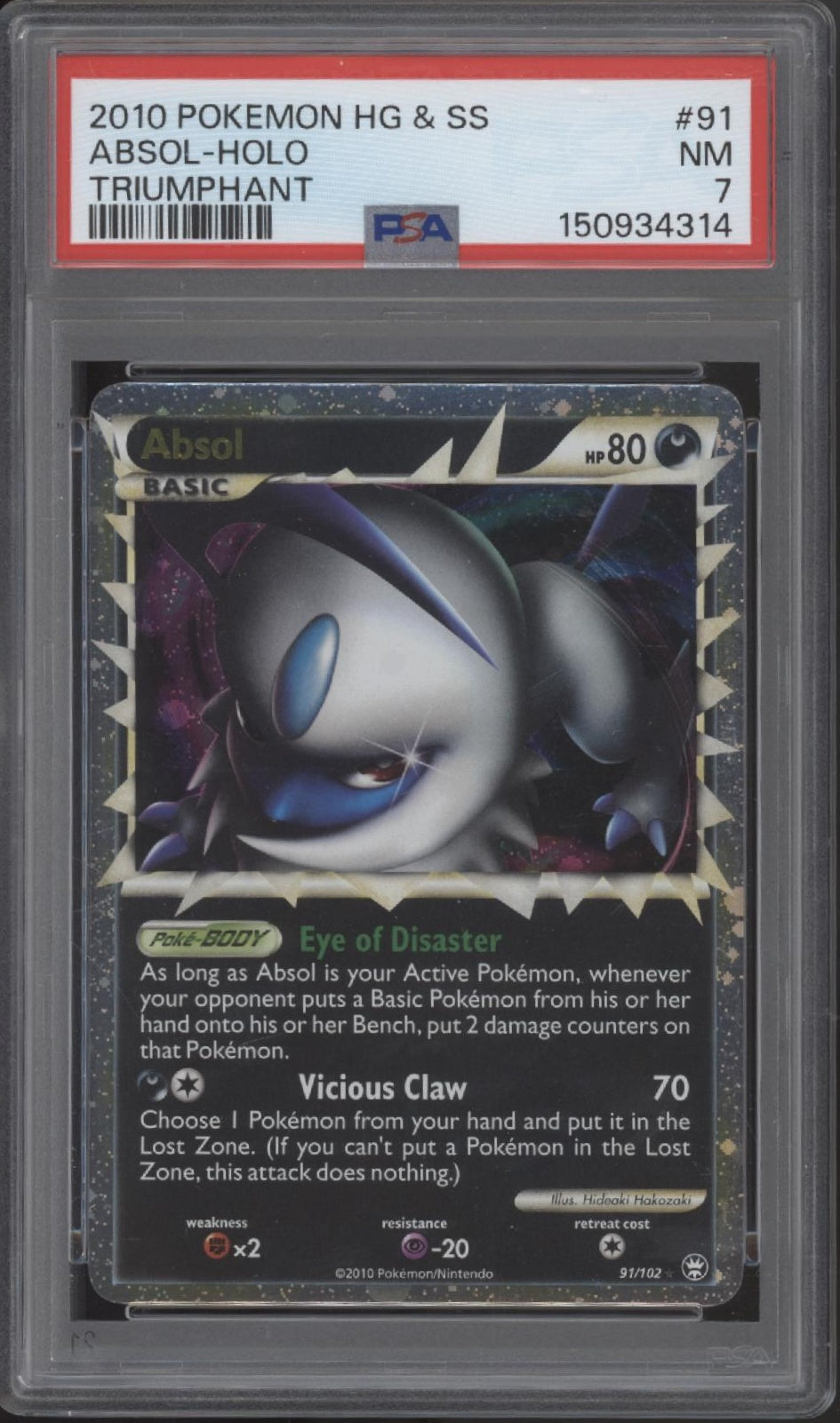 Absol Pokemon Triumphant Holo #91 PSA 7