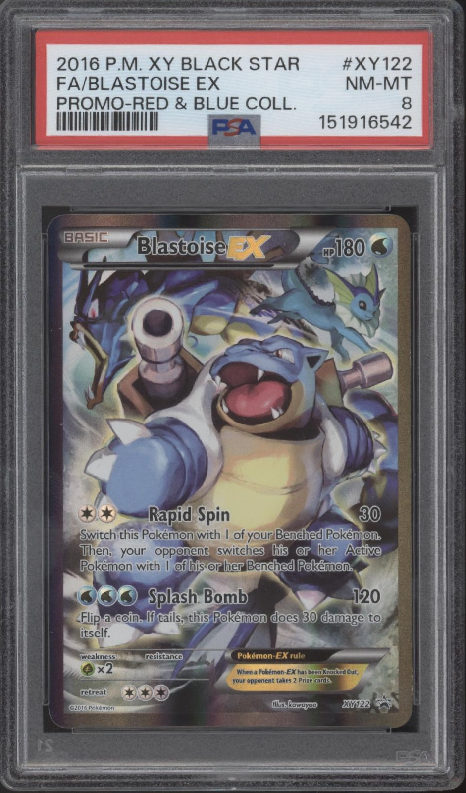 Blastoise ex Pokemon Red & Blue Collection Full Art #XY122 PSA 8