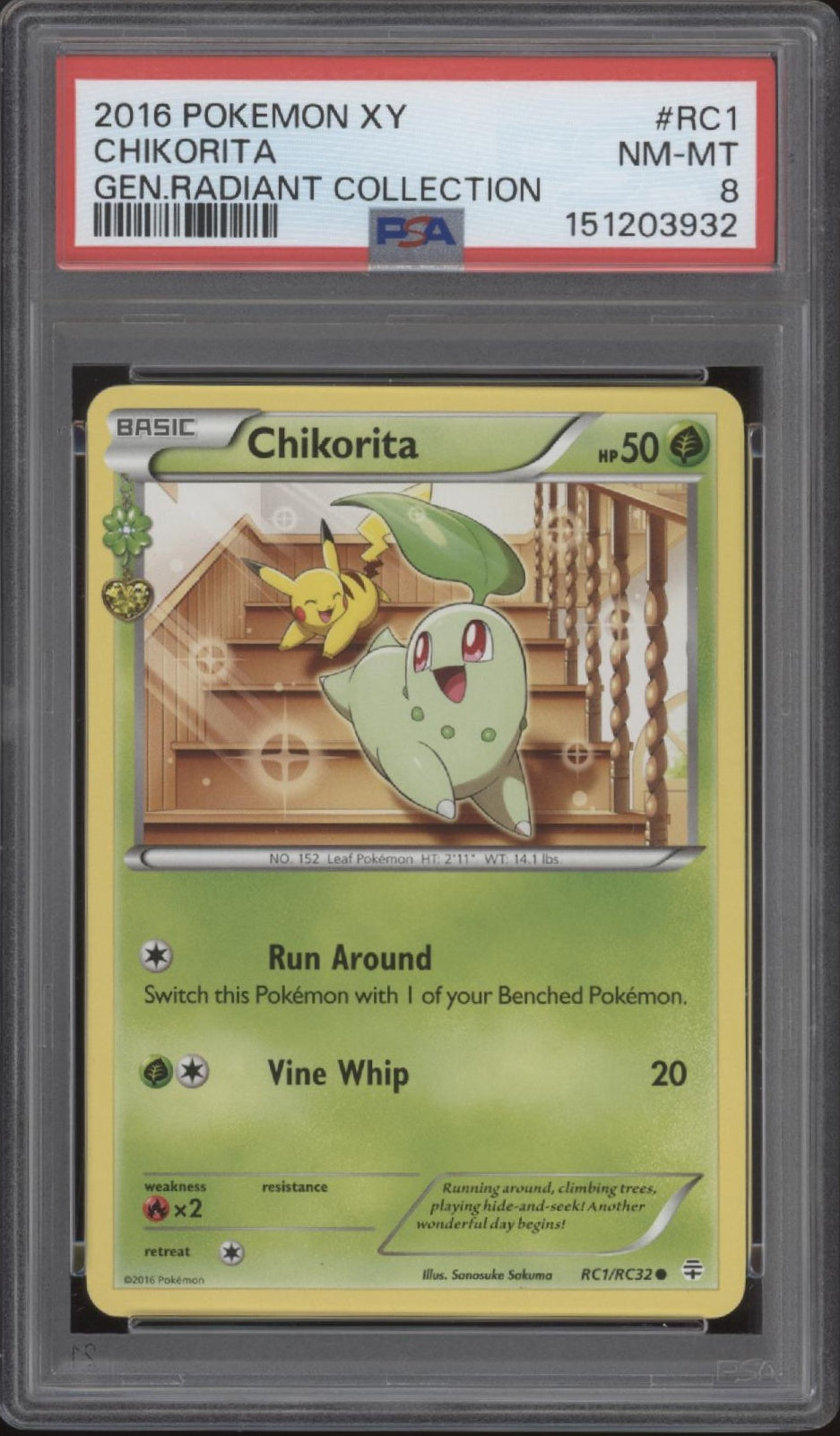Chikorita Pokemon Generations Radiant Collection #RC1 PSA 8
