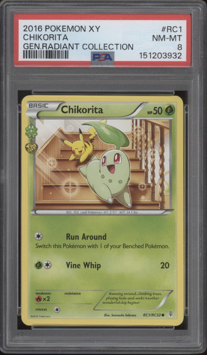 Chikorita Pokemon Generations Radiant Collection #RC1 PSA 8