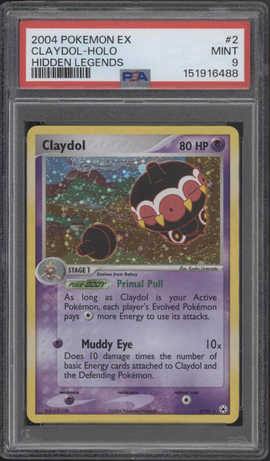 Claydol Pokemon Hidden Legends Holo #2 PSA 9