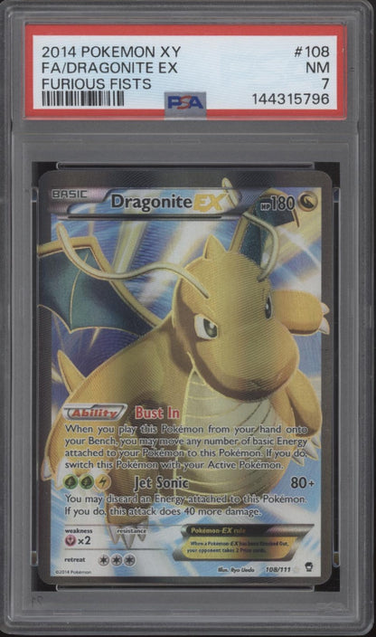 Dragonite ex Pokemon Furious Fists Full Art #108 PSA 7
