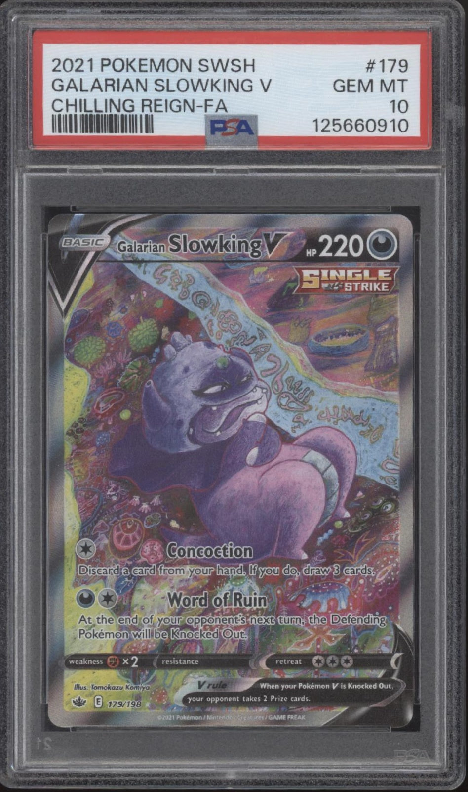 Galarian Slowking V Pokemon Chilling Reign Full Art #179 PSA 10