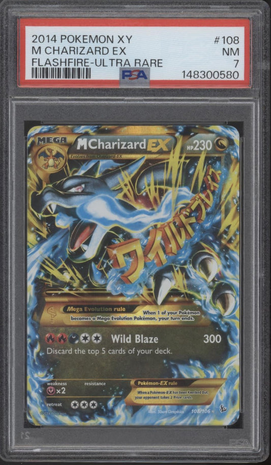 M Charizard ex Pokemon Flashfire Ultra Rare #108 PSA 7