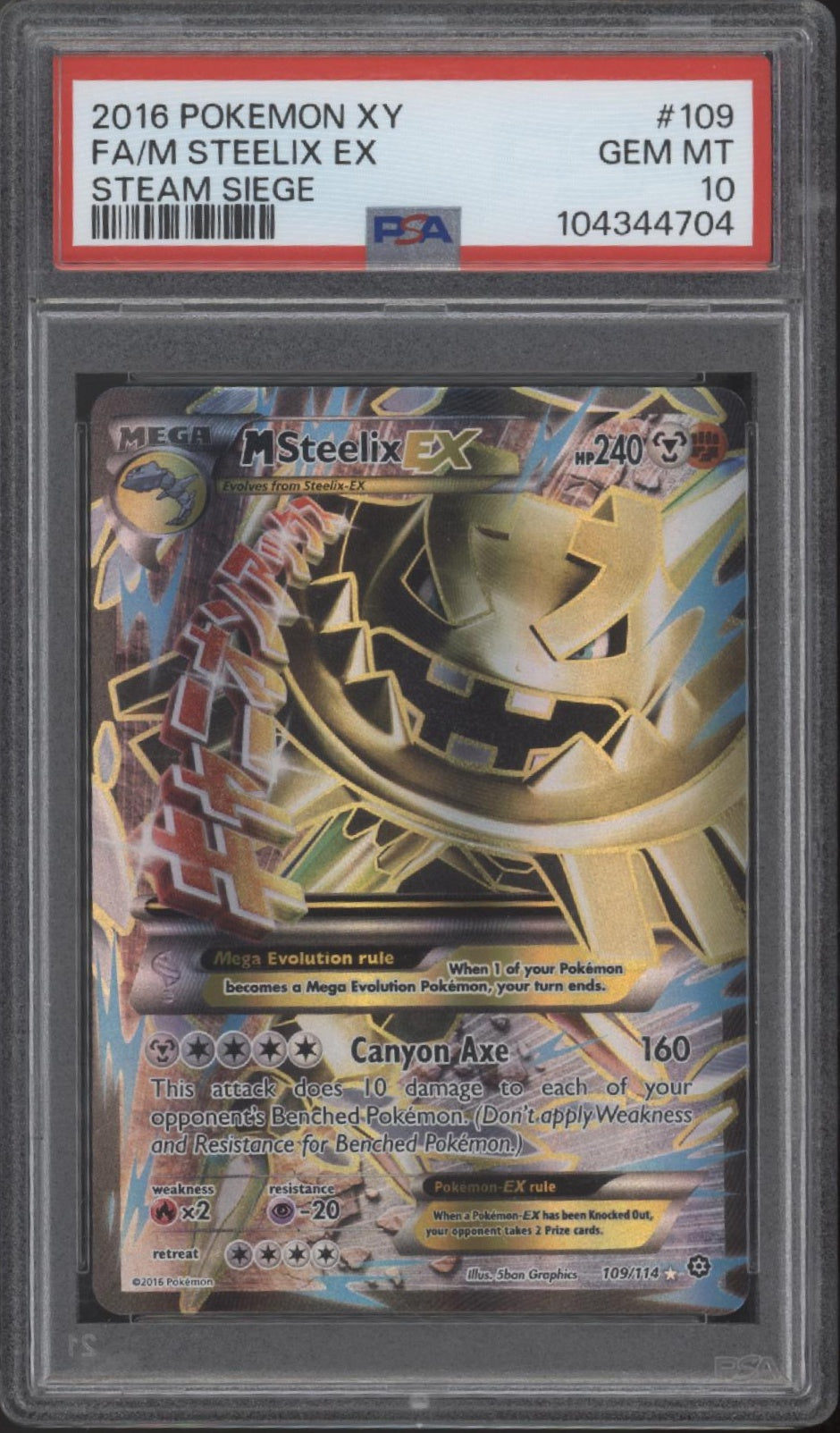 M Steelix ex Pokemon Steam Siege Full Art #109 PSA 10