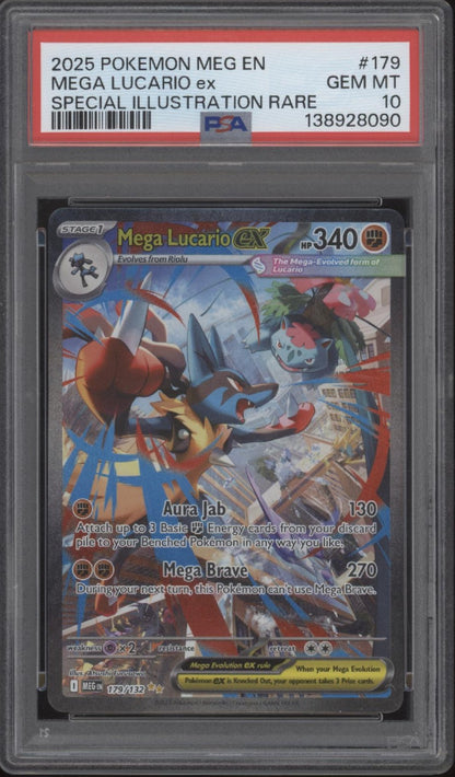 Mega Lucario ex Pokemon Mega Evolution Special Illustration Rare #179 PSA 10