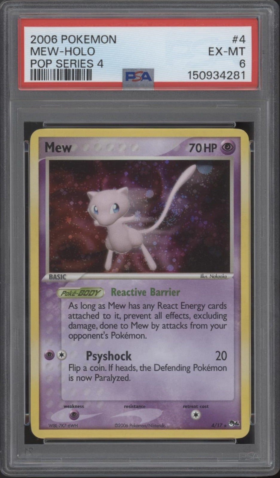 Mew Pokemon Pop Series 4 Holo #4 PSA 6
