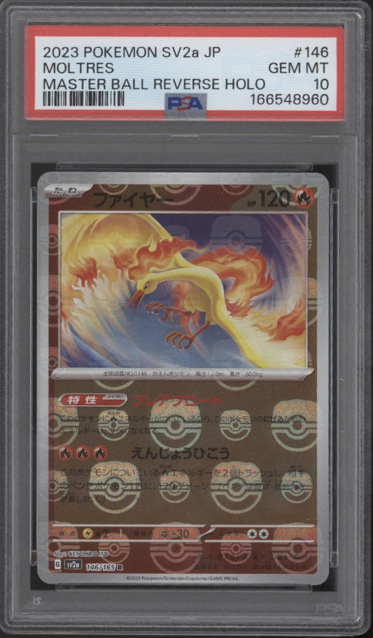 Moltres Pokemon 151 Master Ball Reverse Holo Japanese #146 PSA 10