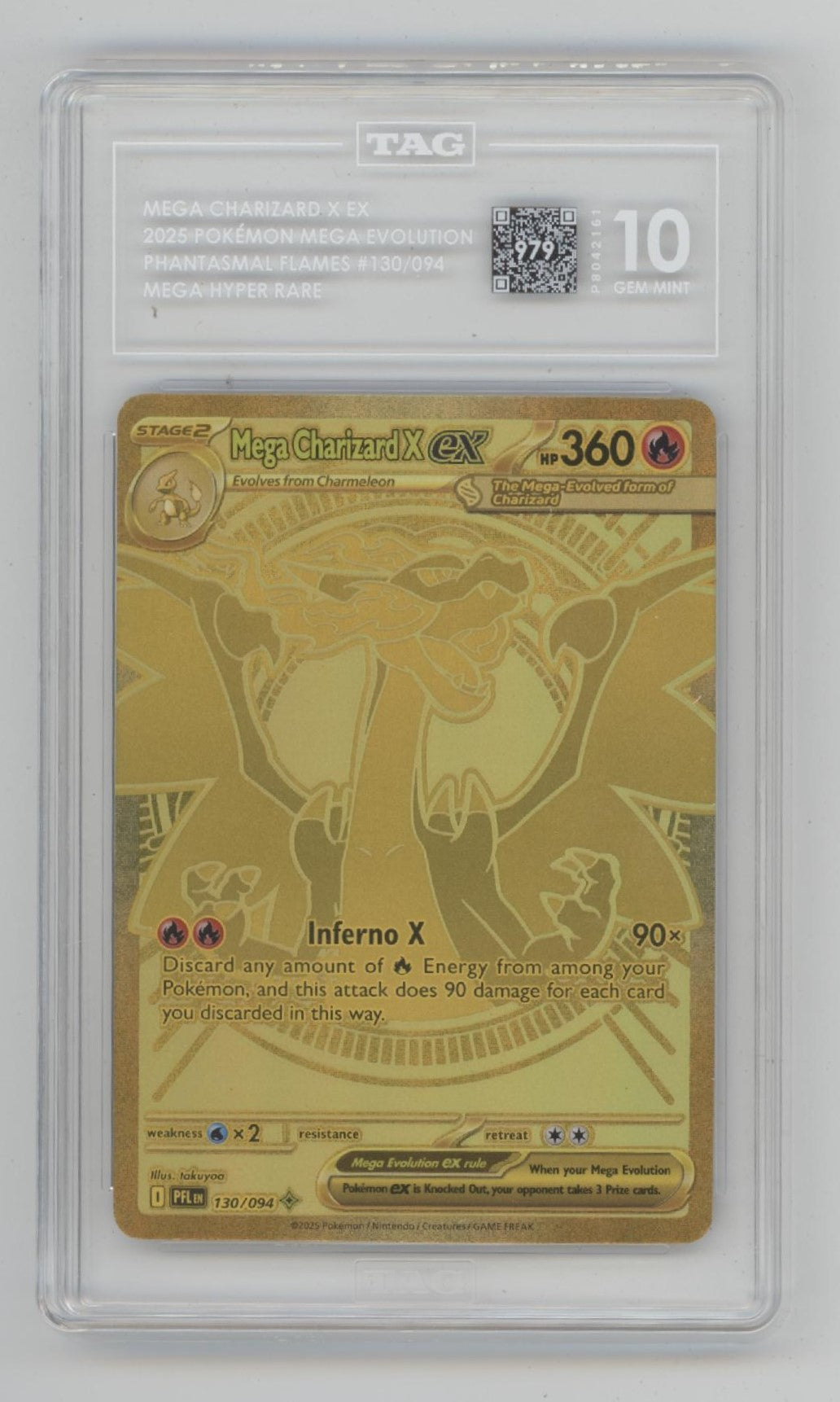 Mega Charizard X ex Pokemon Phantasmal Flames Mega Hyper Rare #130 TAG 10
