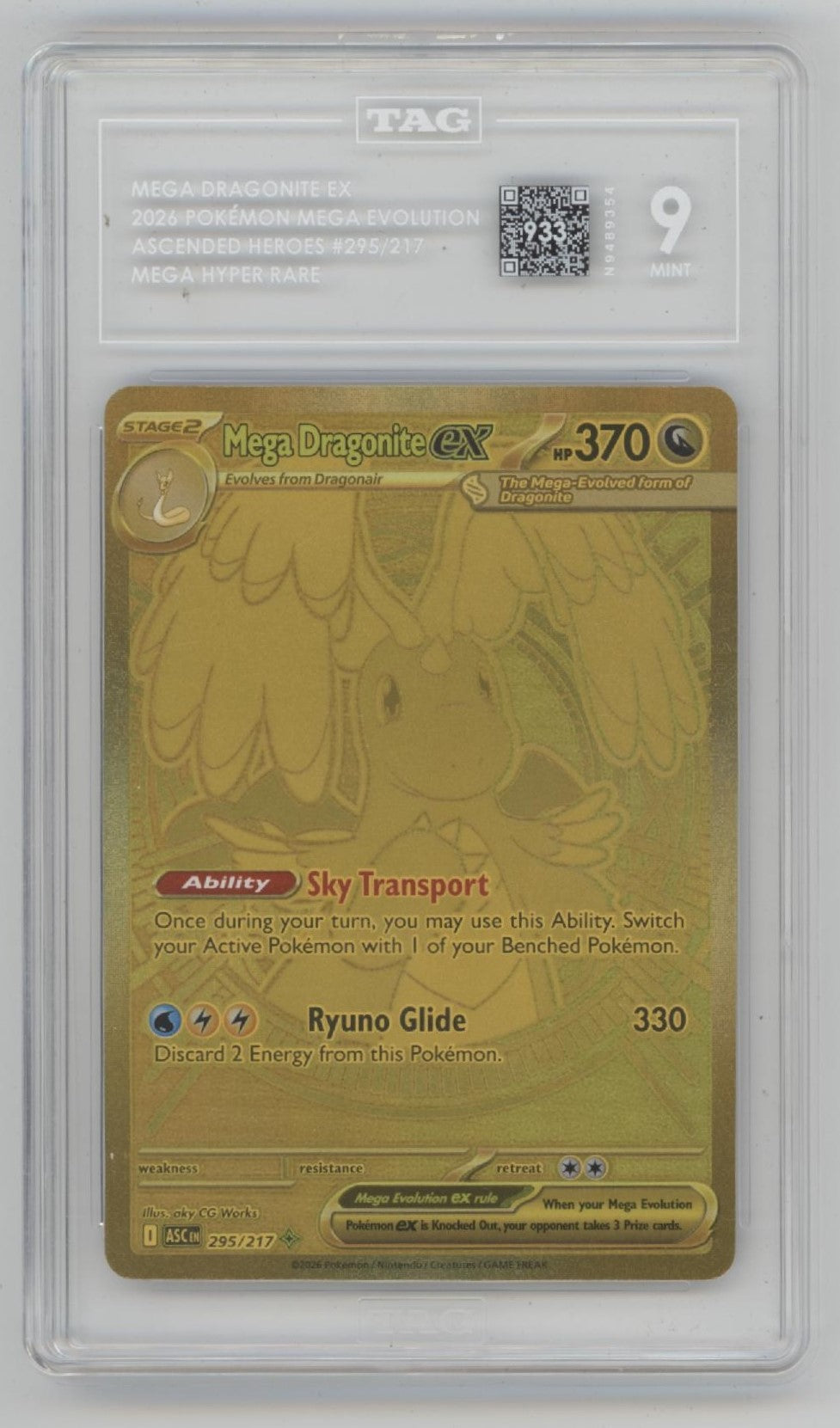 Mega Dragonite ex Pokemon Ascended Heroes Mega Hyper Rare #295 TAG 9