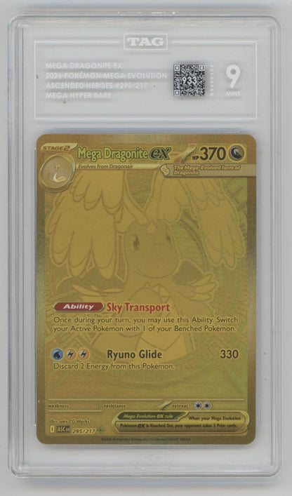 Mega Dragonite ex Pokemon Ascended Heroes Mega Hyper Rare #295 TAG 9
