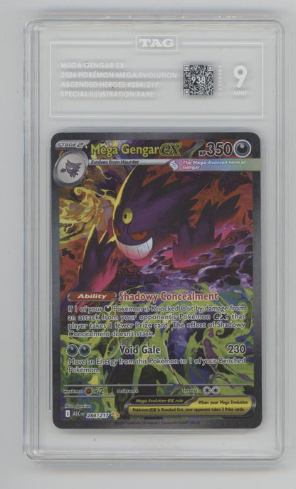 Mega Gengar ex Pokemon Ascended Heroes Special Illustration Rare #284 TAG 9