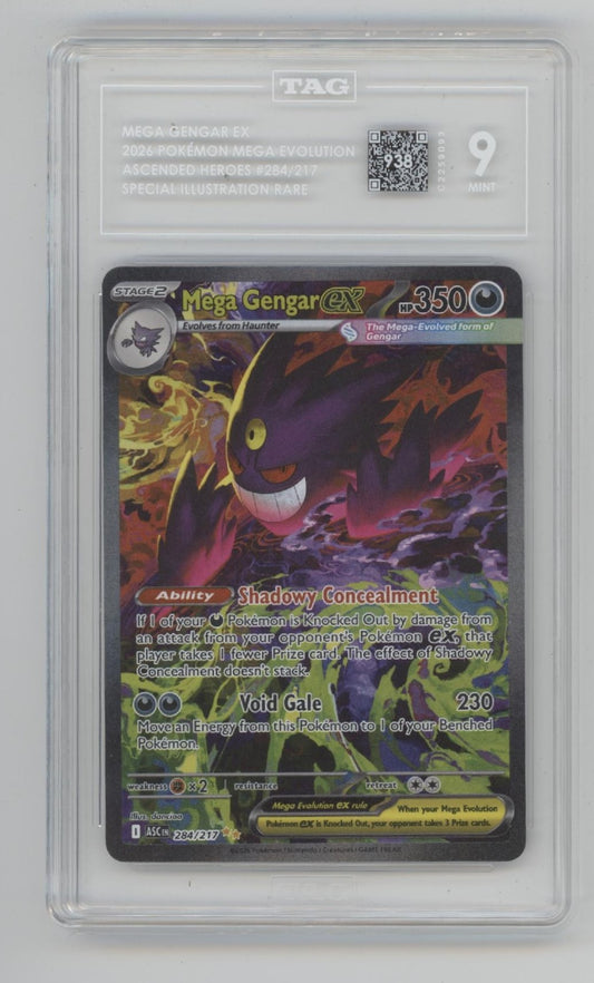 Mega Gengar ex Pokemon Ascended Heroes Special Illustration Rare #284 TAG 9