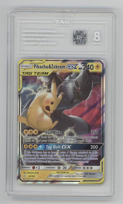 Pikachu & Zekrom GX Pokemon Tag Team Team Up Ultra Rare #33 TAG 8