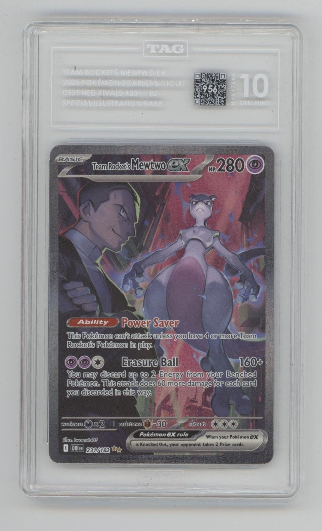 Team Rocket's Mewtwo ex Pokemon Destined Rivals Special Illustration Rare TAG 10