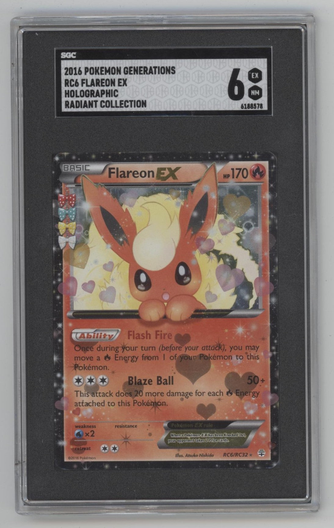Flareon ex Pokemon Generations Radiant Collection Holo #RC6 SGC 6