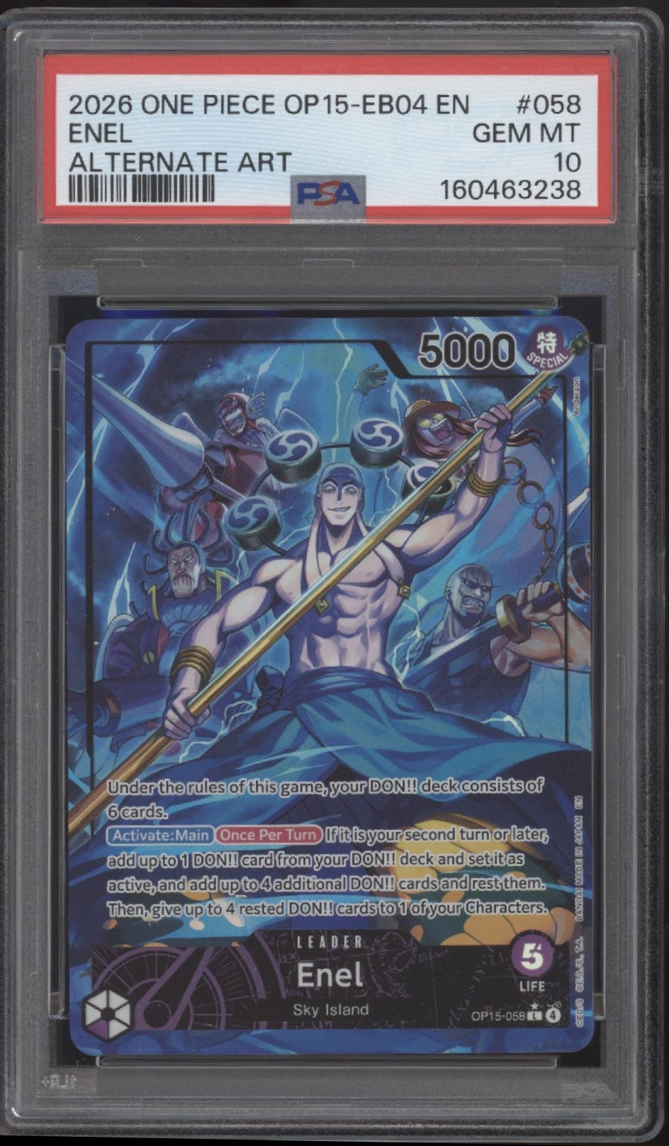 Enel One Piece Card Game OP15-EB04 Alternate Art #058 PSA 10