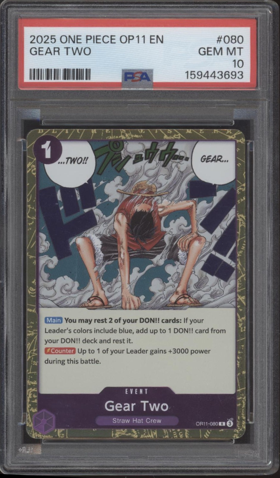Gear Two One Piece Card Game OP11 #080 PSA 10