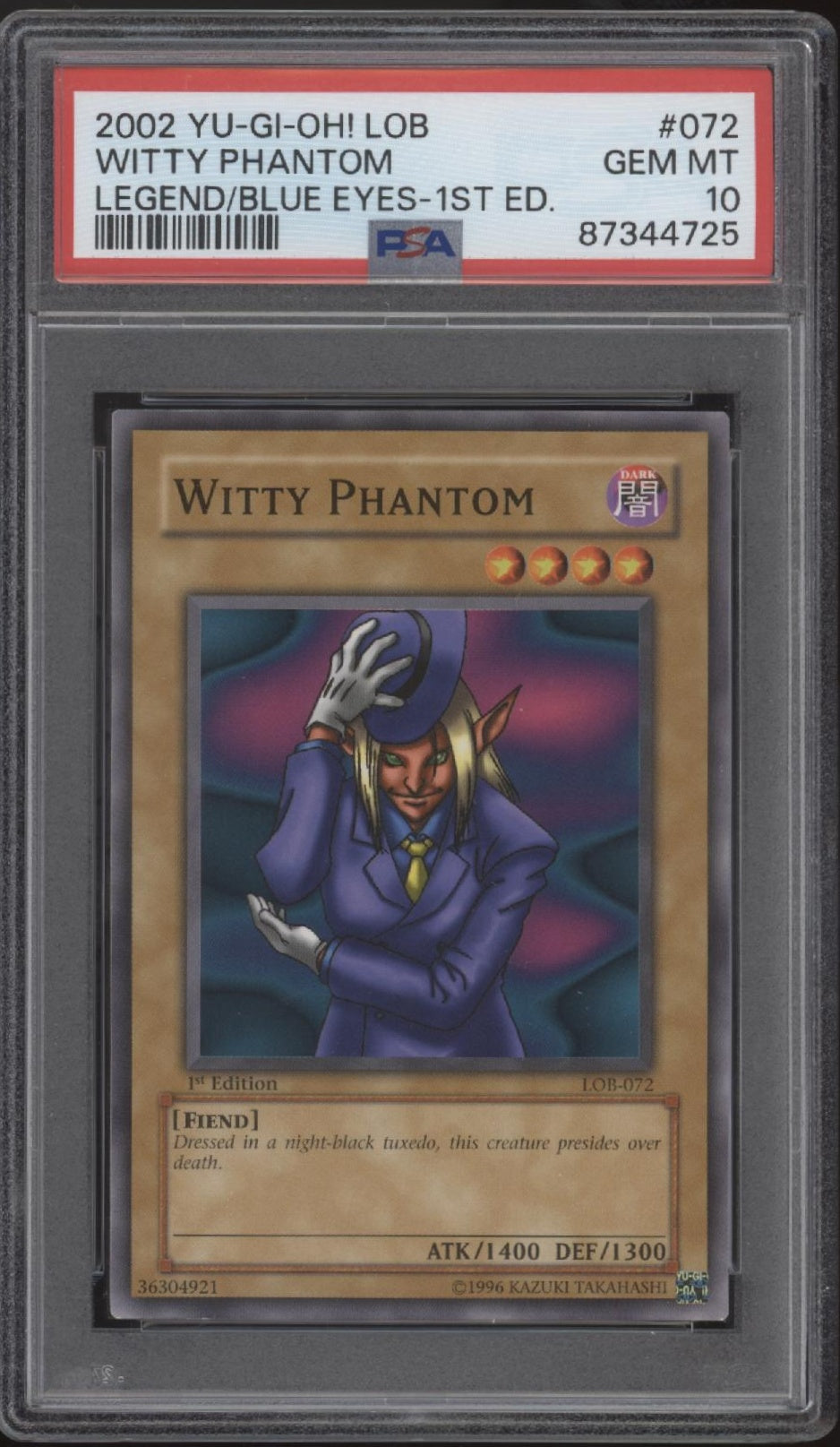 Witty Phantom Yu-Gi-Oh! LOB 1st Edition #072 PSA 10