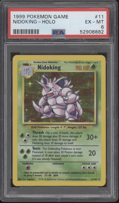 Nidoking Pokemon Base Set Holo #11 PSA 6