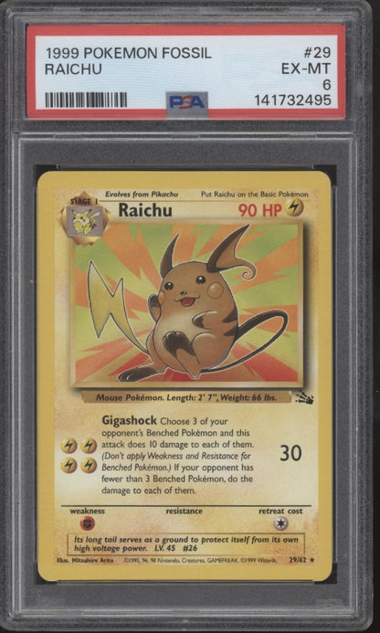 Raichu Pokemon Fossil #29 PSA 6