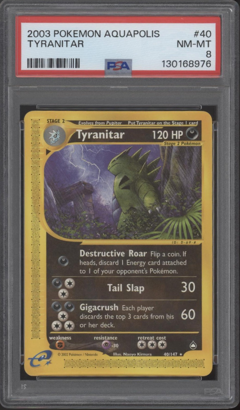 Tyranitar Pokemon Aquapolis #40 PSA 8