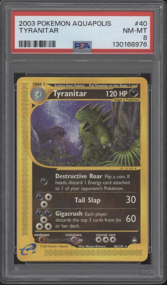 Tyranitar Pokemon Aquapolis #40 PSA 8