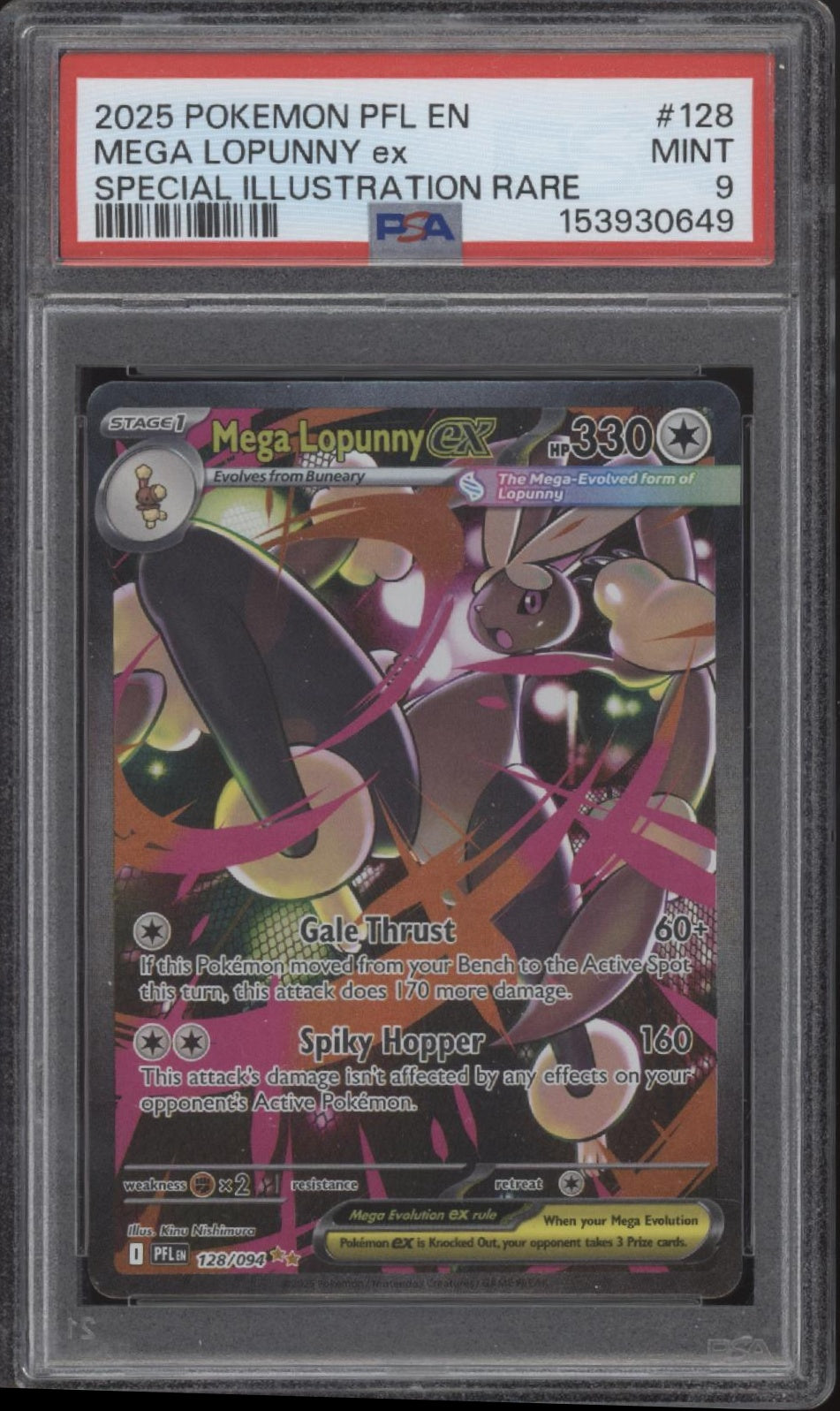 Mega Lopunny ex Pokemon Phantasmal Flames Special Illustration Rare #128 PSA 9