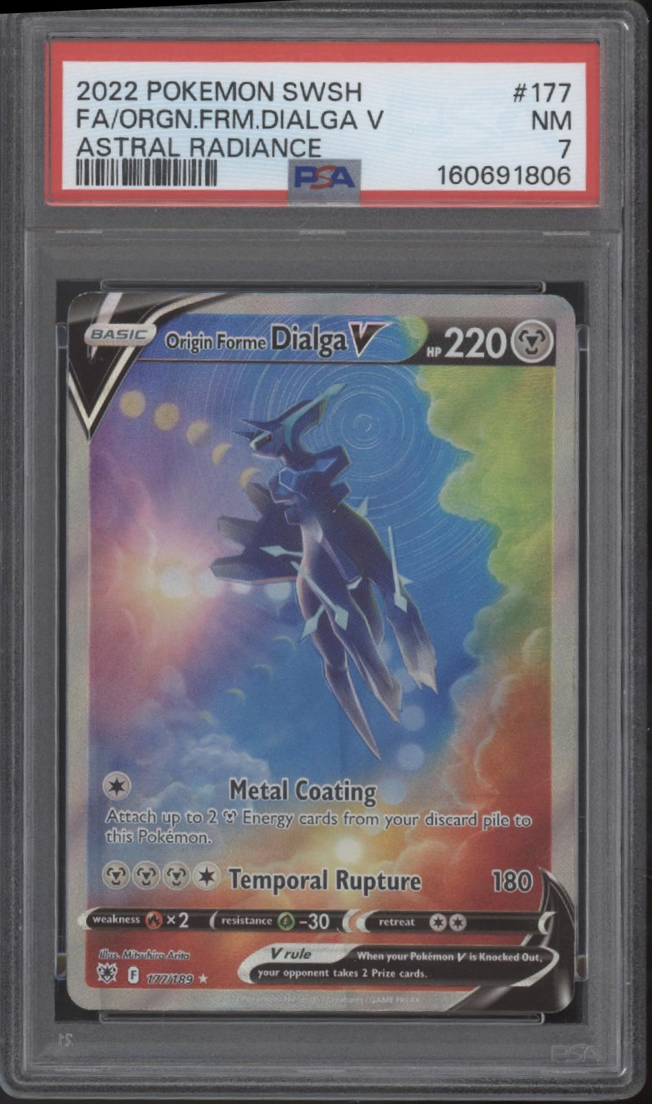 Origin Forme Dialga V Pokemon Astral Radiance Full Art #177 PSA 7