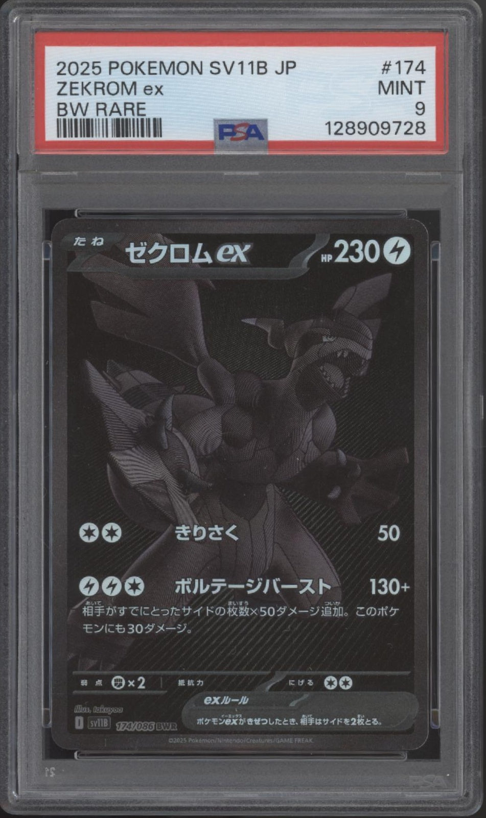 Zekrom ex Pokemon Black Bolt Black & White Rare Japanese #174 PSA 9