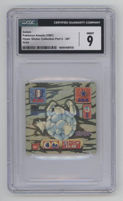 Golem Pokemon Amada Hyper Sticker Collection Part 2 Gold #397 CGC 9