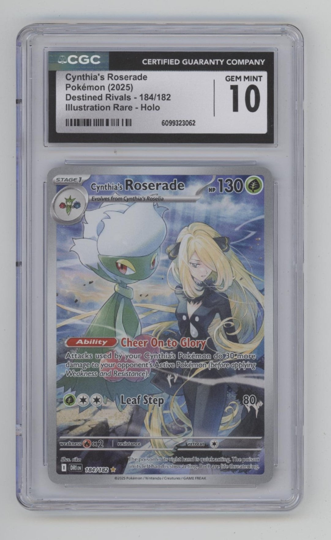 Cynthia's Roserade Pokemon Destined Rivals Illustration Rare Holo #184 CGC 10