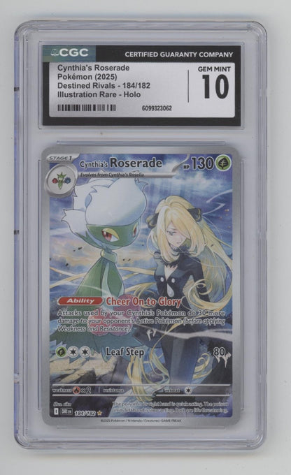 Cynthia's Roserade Pokemon Destined Rivals Illustration Rare Holo #184 CGC 10