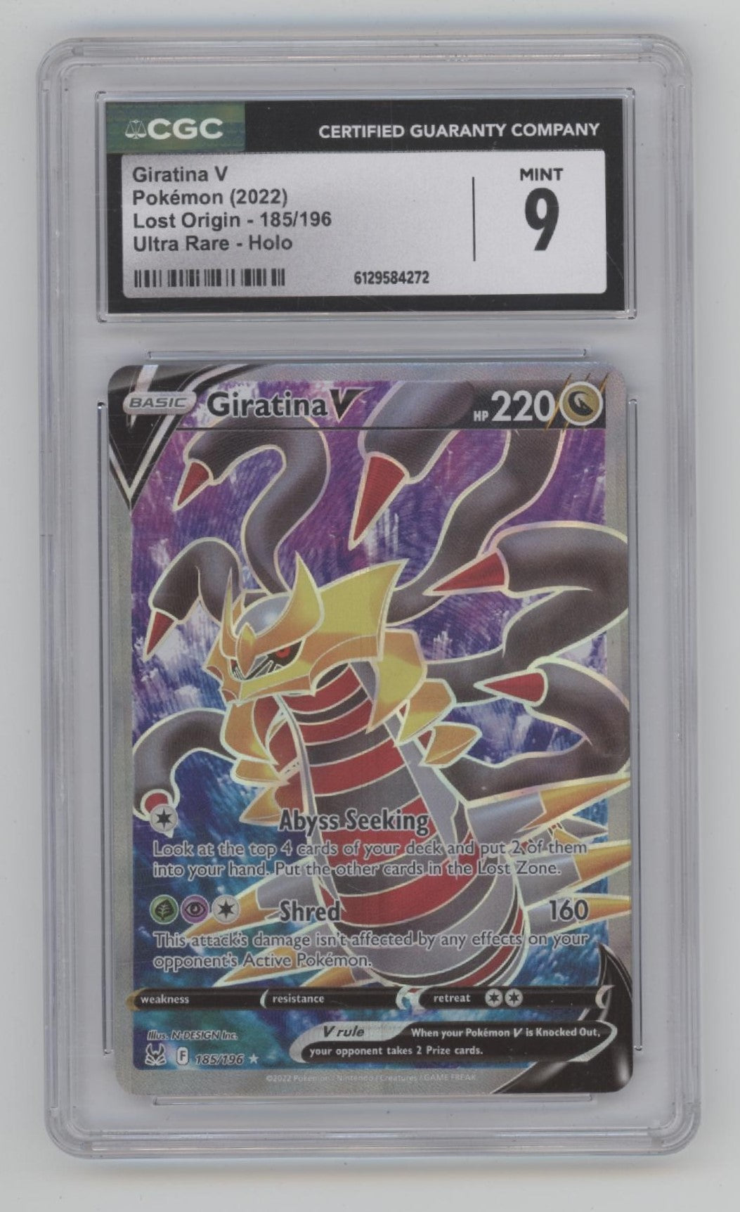 Giratina V Pokemon Lost Origin Ultra Rare Holo #185 CGC 9