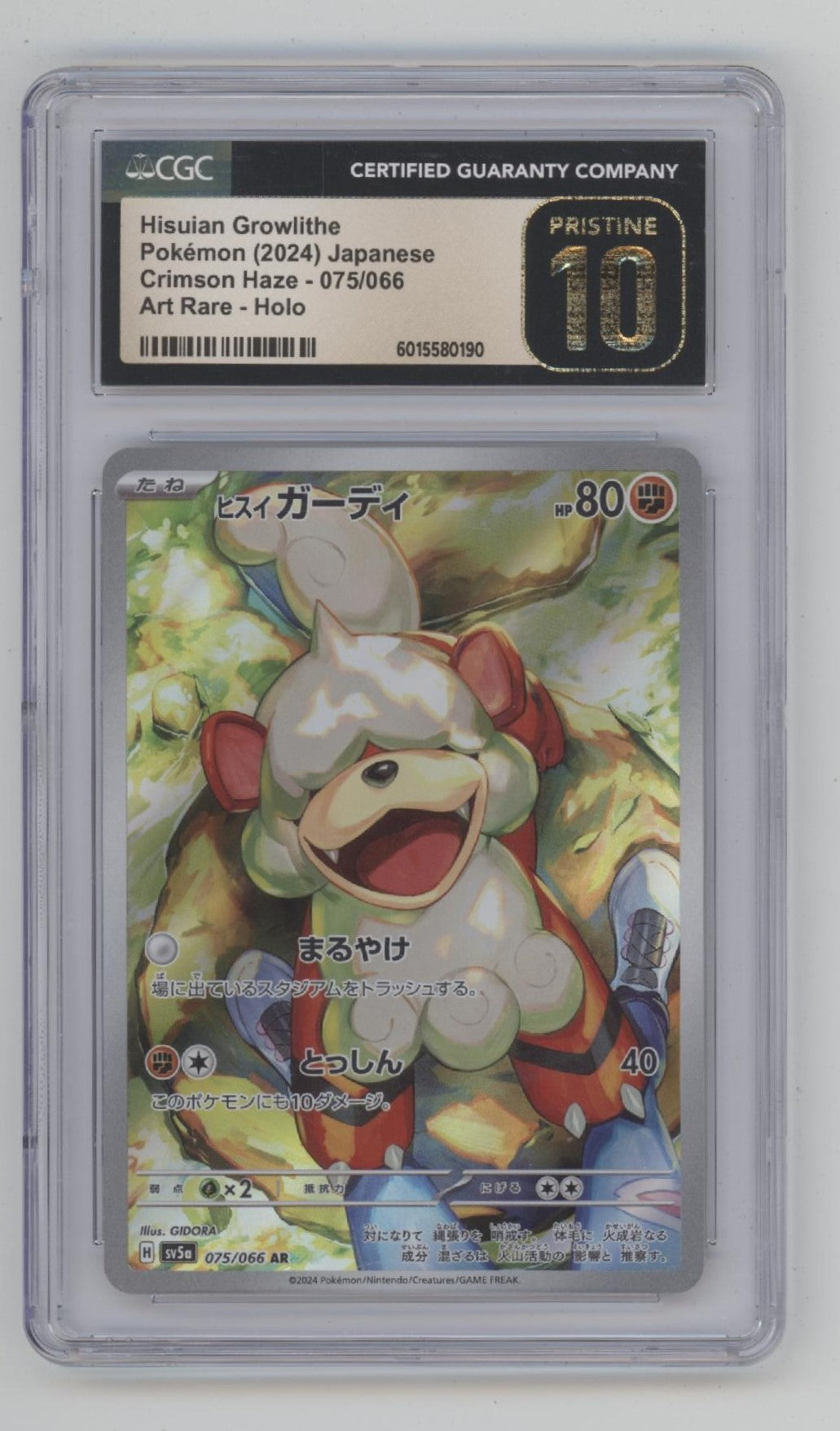 Hisuian Growlithe Pokemon Crimson Haze Art Rare Holo Japanese CGC 10 Pristine