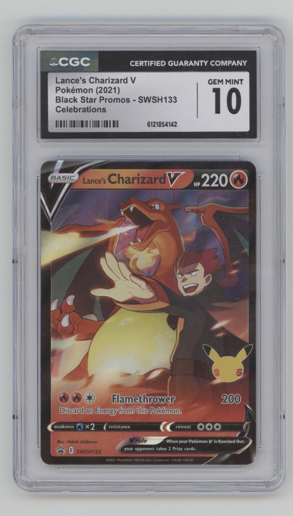 Lance's Charizard V Pokemon Celebrations Black Star Promo #SWSH133 CGC 10