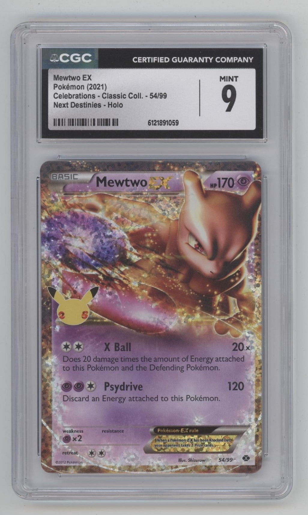 Mewtwo ex Pokemon Celebrations Classic Collection Next Destinies Holo #54 CGC 9