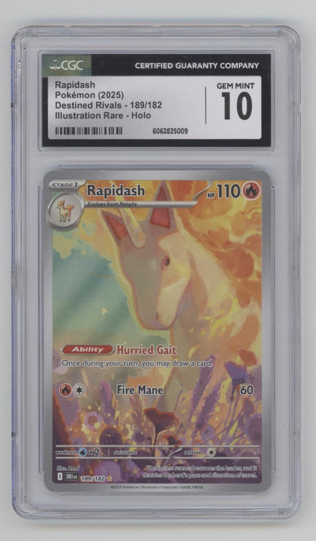 Rapidash Pokemon Destined Rivals Illustration Rare Holo #189 CGC 10