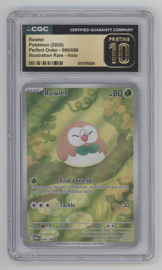 Rowlet Pokemon Perfect Order Illustration Rare Holo #090 CGC 10 Pristine
