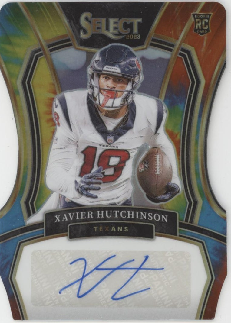 Xavier Hutchinson 2023 Panini Select Tie Dye Prizm Die-Cut RC Auto 09/25