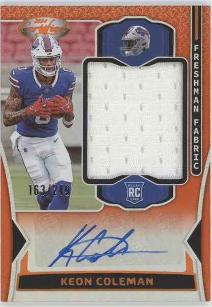 Keon Coleman 2024 Panini Certified Freshman Fabric Orange Swatch RC Auto 163/249