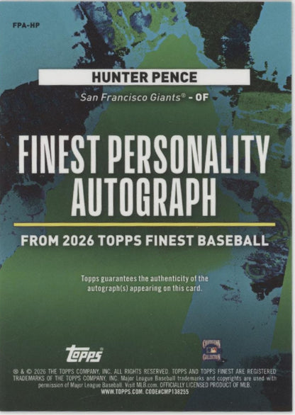 Hunter Pence 2026 Topps Finest Personality Refractor Auto #FPA-HP