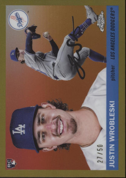 Justin Wrobleski 2025 Topps Chrome Platinum Anniversary Gold Refractor RC 27/50