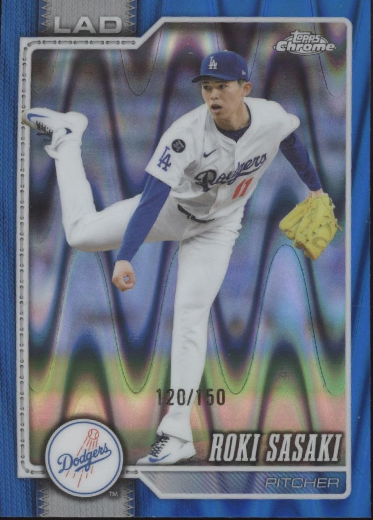 Roki Sasaki 2026 Topps Chrome Blue Ray Wave Refractor 120/150 #199