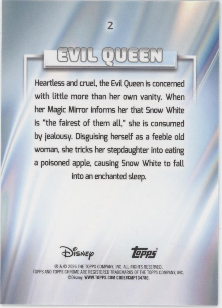 Evil Queen 2026 Topps Chrome Disney Aqua Refractor 138/199 #2