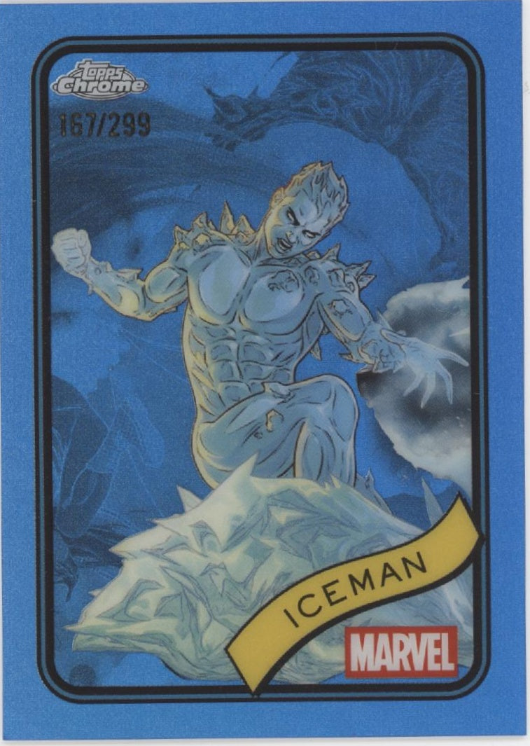 Iceman 2025 Topps Chrome Marvel Blue Refractor 167/299 #179