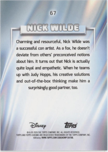 Nick Wilde 2026 Topps Chrome Disney Blue Refractor 048/150 #67