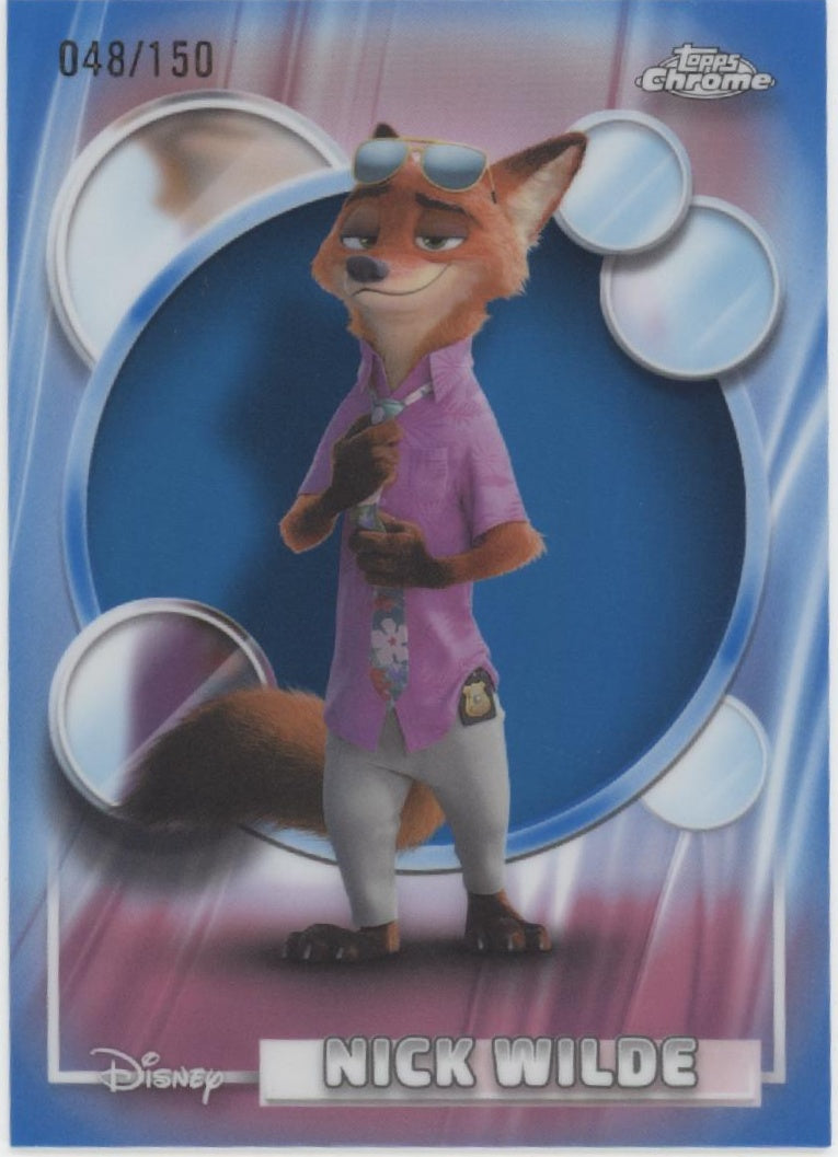 Nick Wilde 2026 Topps Chrome Disney Blue Refractor 048/150 #67