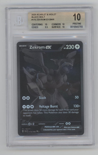 Zekrom ex Pokemon Black Bolt Black & White #172 Beckett 10 Pristine